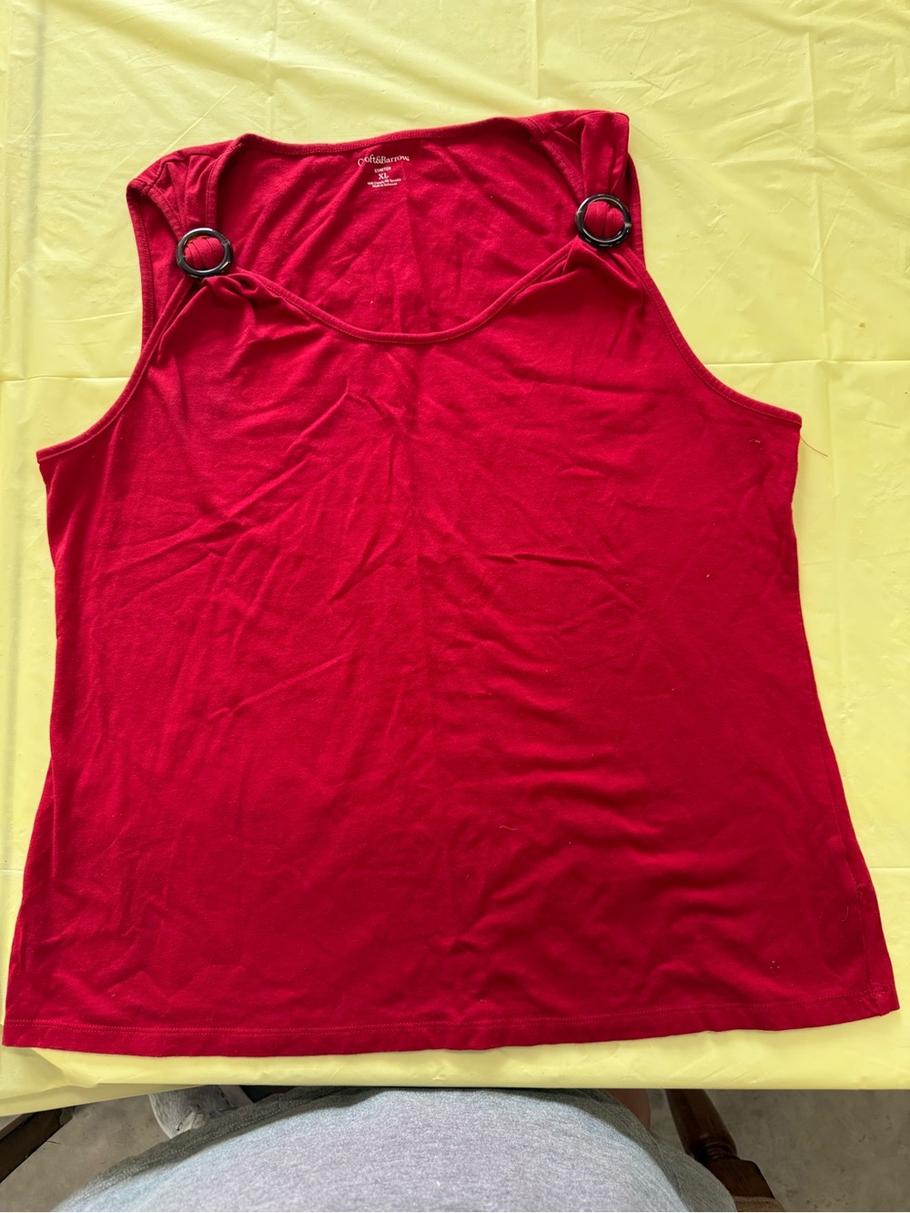 croft & barrow Red Tank Top with Metal Ring Details